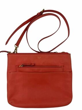 Fossil Tangerine Orange Leather Crossbody Bag